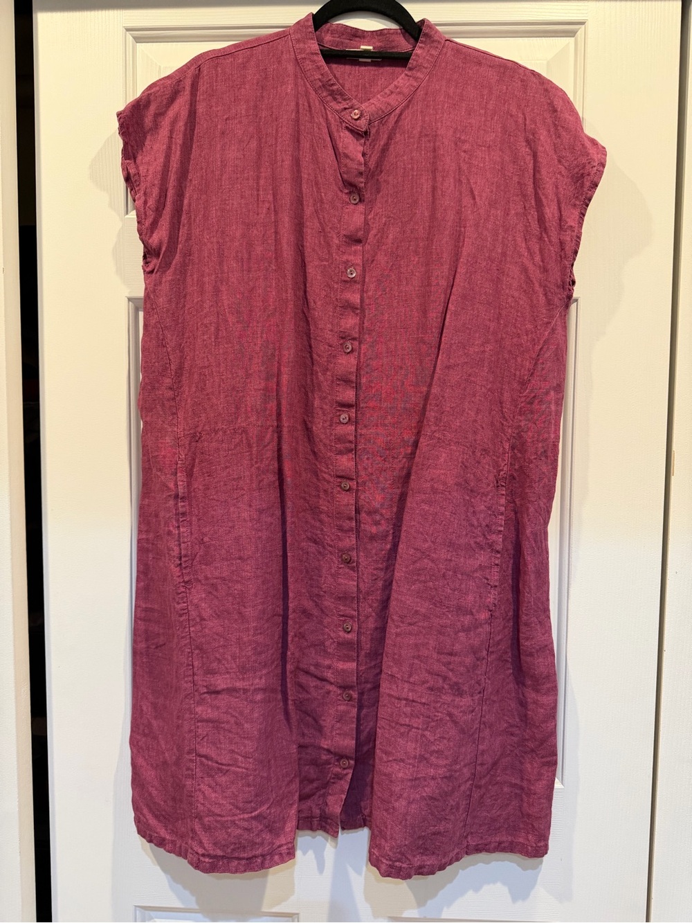 Eileen Fisher Rose Button-Front Linen Dress